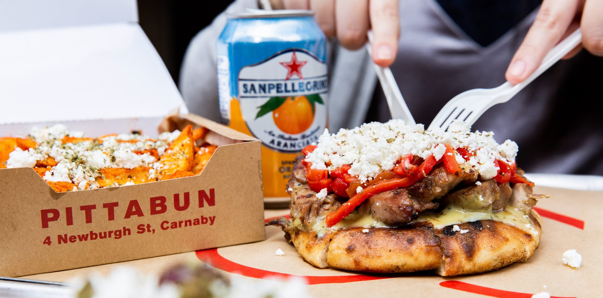A PITTABUN combo meal including PITTABUN, chips and drink